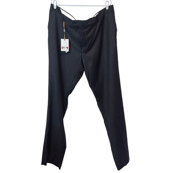 NWT Mantoni Men’s No Pleat Unhemmed Dress Pants Size 46R 100% Wool Gray Office - Picture 1 of 11